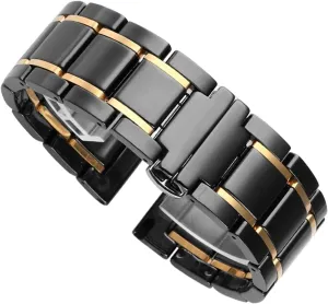 Gold refiner Austrian postdate watch Strap For Men Women Watchband Bracelet Wristband Luxury Ceramic And Stainless Steel Black 