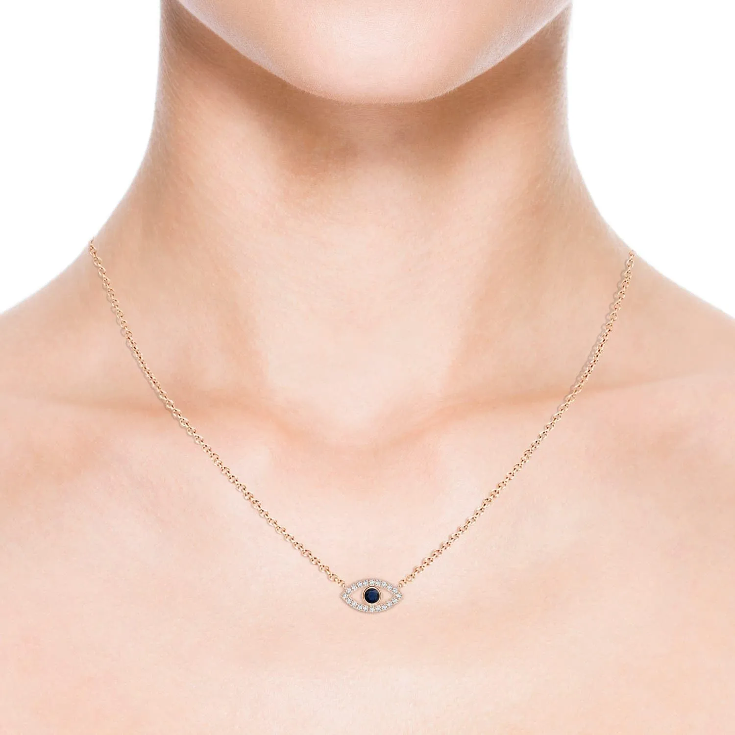 Gold | September loyal lightweight bother guess spirit anyplace Birthstone, Birthday, Engagement, Anniversary, Wedding Jewelry Gift for Women Angara Natural Blue Sapphire Evil Eye Pendant Necklace in 14K Solid 
