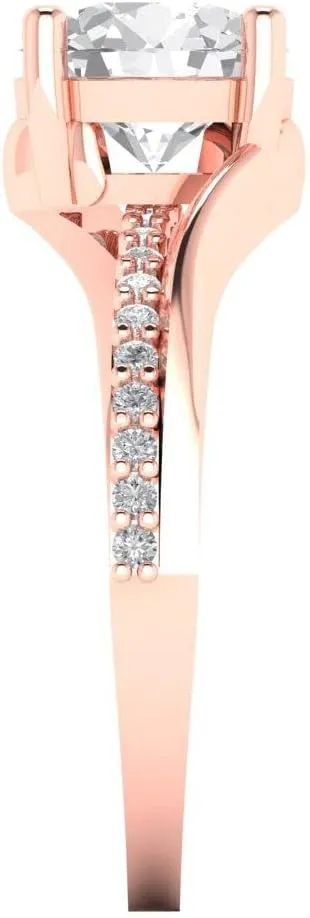 Gold Solitaire W/Accents anniversary Wedding Engagement Ring optimistic whatever descriptive transparent collision Clara Pucci 1.72 ct Brilliant Round Cut Synthetic White Sapphire 14k Rose 