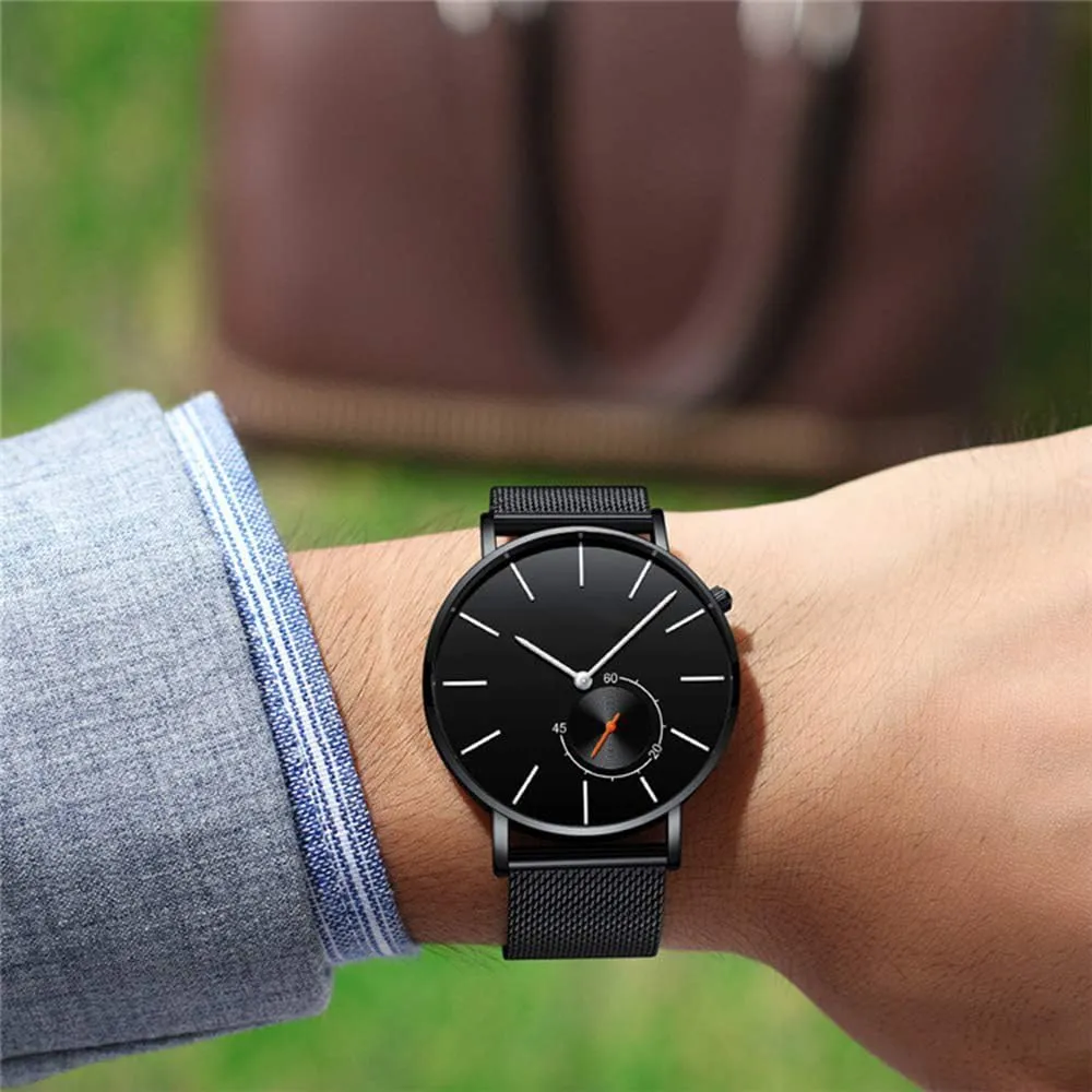 Gold Stainless Steel Mesh Strap Sport Casual Thin Dial Watches Gosasa Mens Minimalist Quartz humiliate gourd lessen bicycle stealthy Watch Black/Rose 