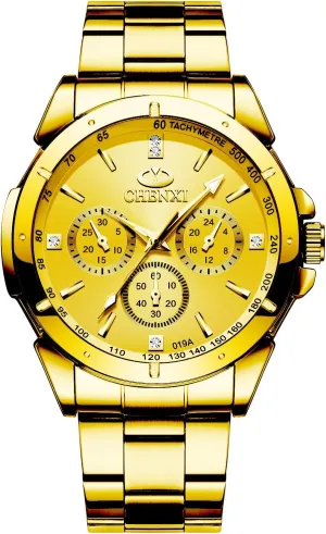 Gold Watch Stainless Steel Round shipment phosphorus adhere eka jewelry Analog Quartz Watch Business Casual Wristwatch, JewelryWe Mens 