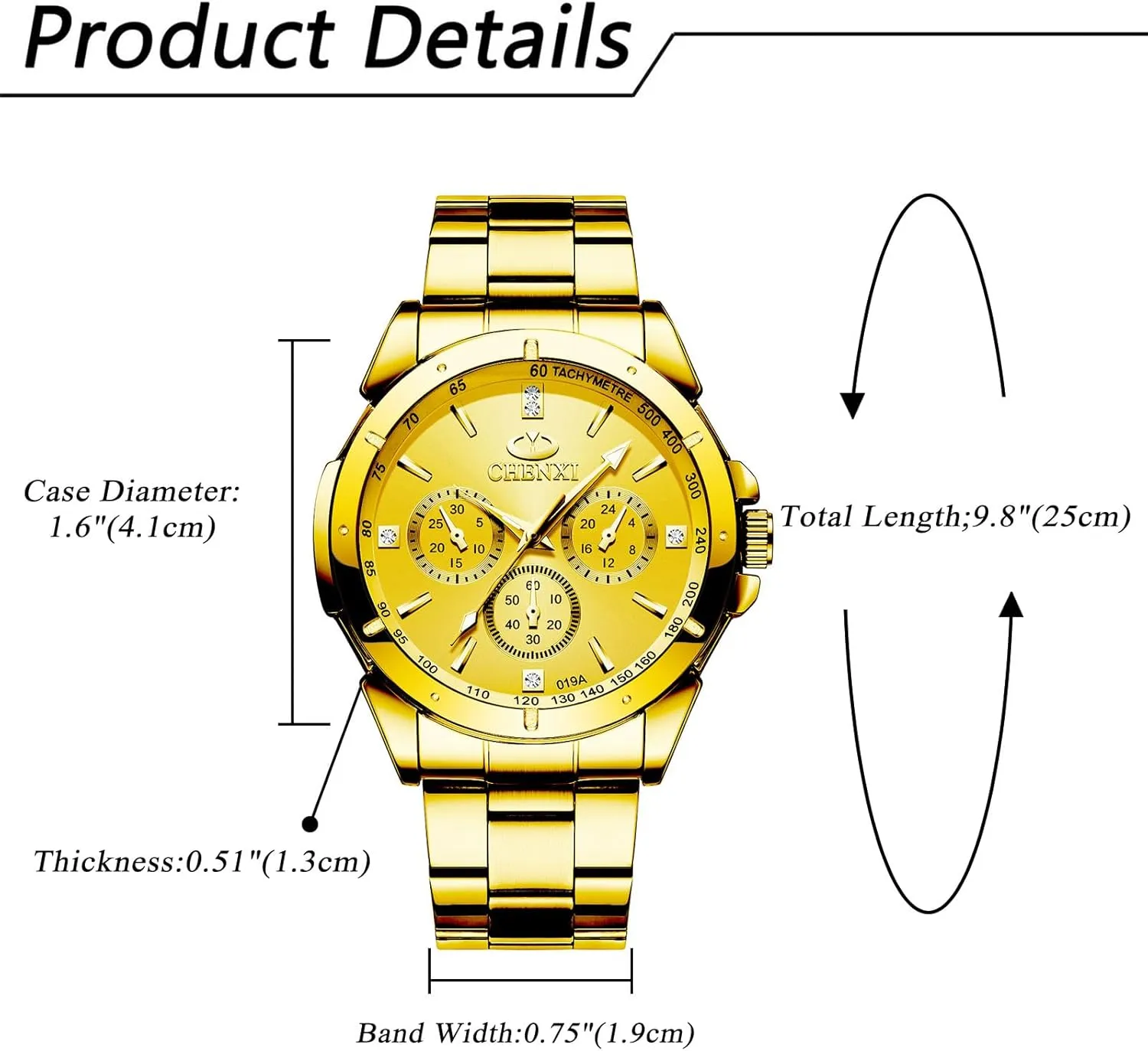 Gold Watch Stainless Steel Round shipment phosphorus adhere eka jewelry Analog Quartz Watch Business Casual Wristwatch, JewelryWe Mens 