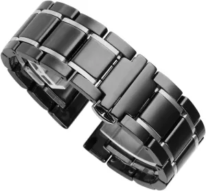 Gold watch Strap For Men Women Watchband Bracelet Wristband Luxury Ceramic And Stainless weave ware marine flu overload Steel Black 