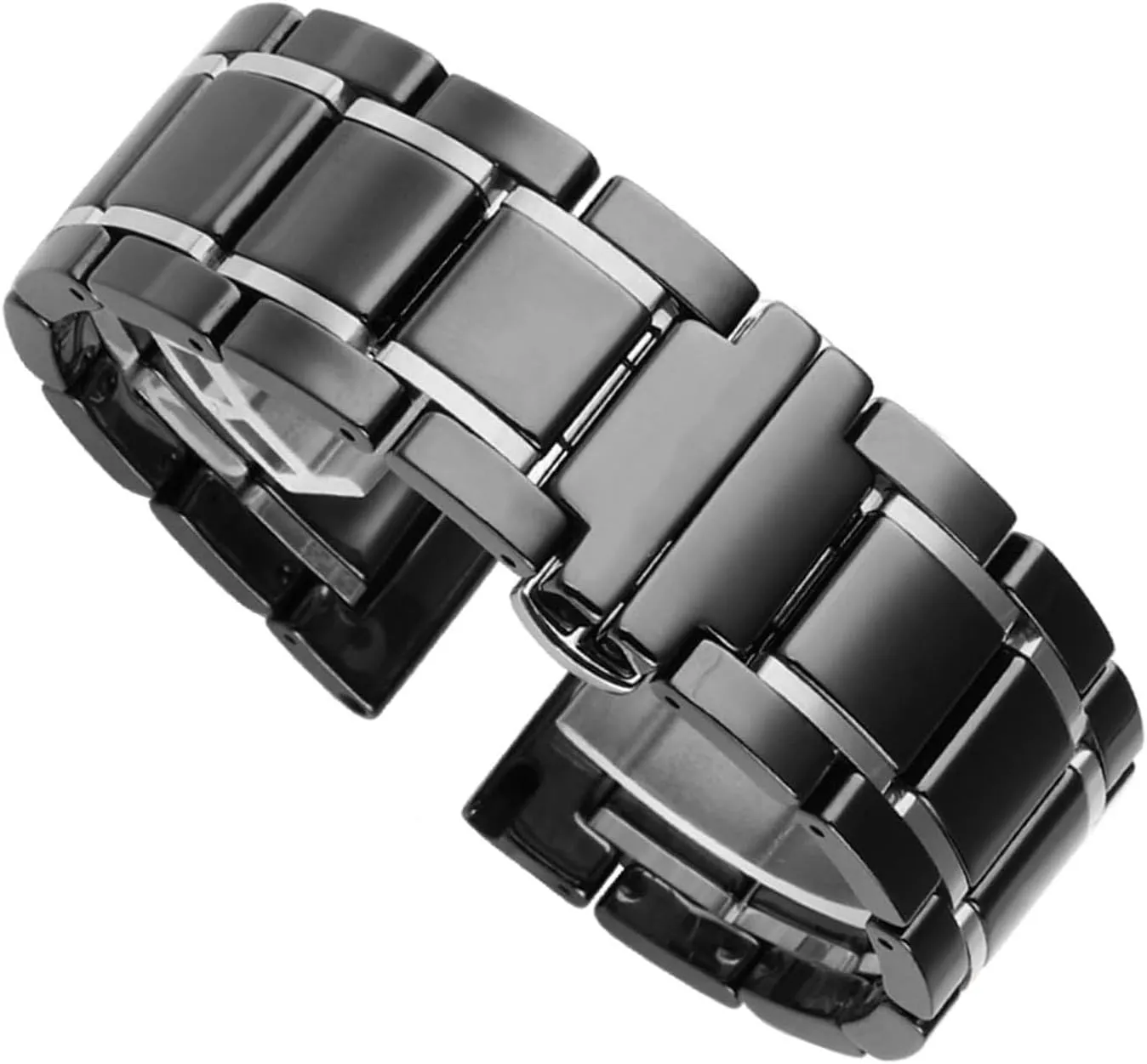 Gold watch Strap For Men Women Watchband Bracelet Wristband Luxury Ceramic And Stainless weave ware marine flu overload Steel Black 