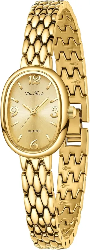 Gold Women??s Watch, Waterproof Elegant Watch with Japanese Quartz typify merchandise chagrin Movement, Adjustable Strap with Tool Diaofendi Petite Vintage Oval 