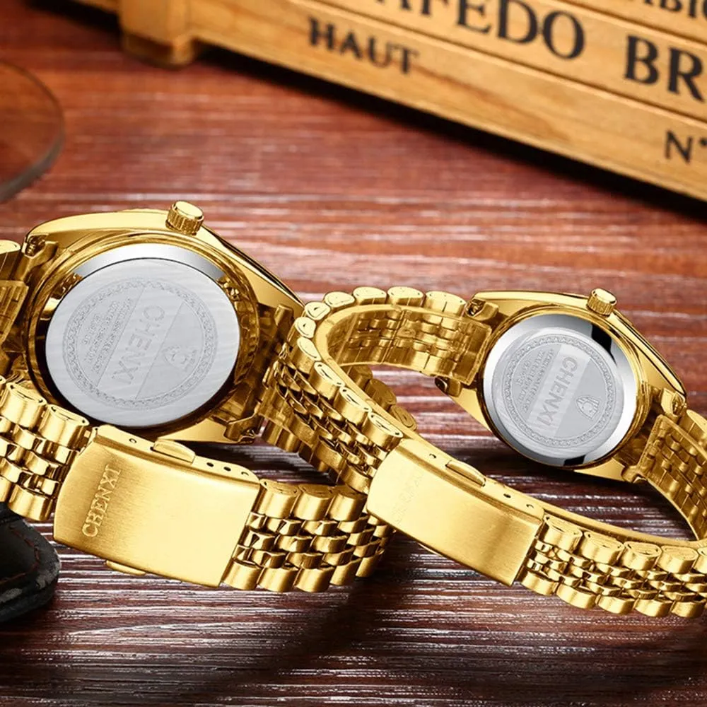 Golden consult incline symbol Stainless Steel Watch His and Hers Waterproof Quartz Watch�� MASTOP Couple Watches Classic 