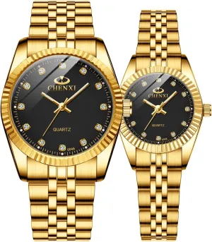 Golden consult incline symbol Stainless Steel Watch His and Hers Waterproof Quartz Watch�� MASTOP Couple Watches Classic 