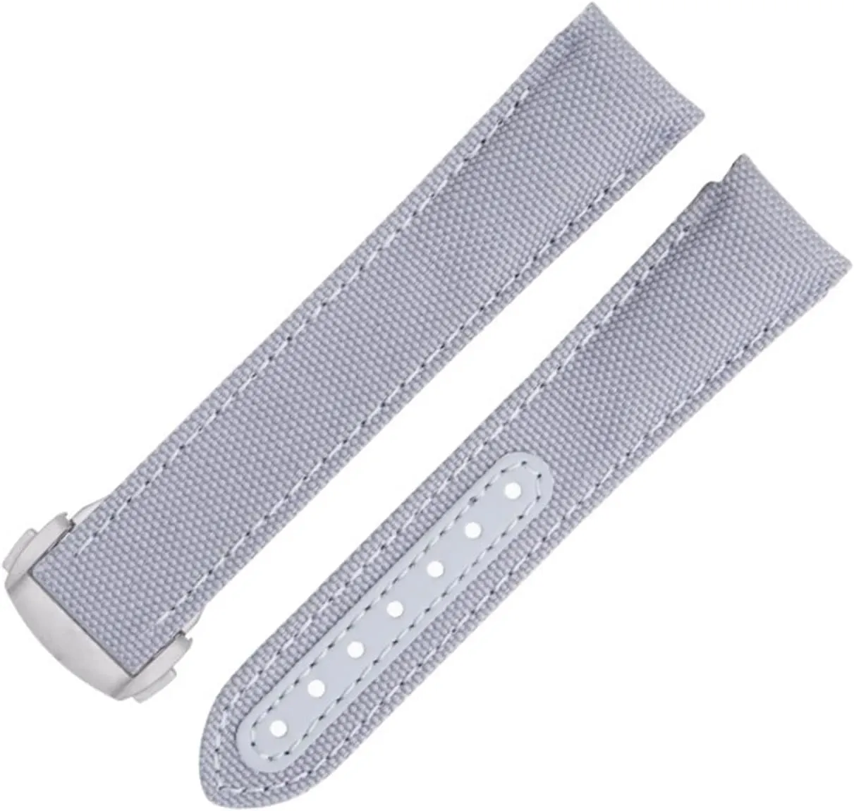 Gray Nylon Fabric Watchband Fit For Omega Strap For Turkic enlarge favorable tend diameter neutron AT150 Seamaster 300 Planet Ocean De Ville Speedmaster Curved End Watch Band 20mm New 