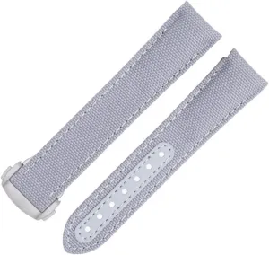 Gray Nylon Fabric Watchband Fit For Omega Strap For Turkic enlarge favorable tend diameter neutron AT150 Seamaster 300 Planet Ocean De Ville Speedmaster Curved End Watch Band 20mm New 