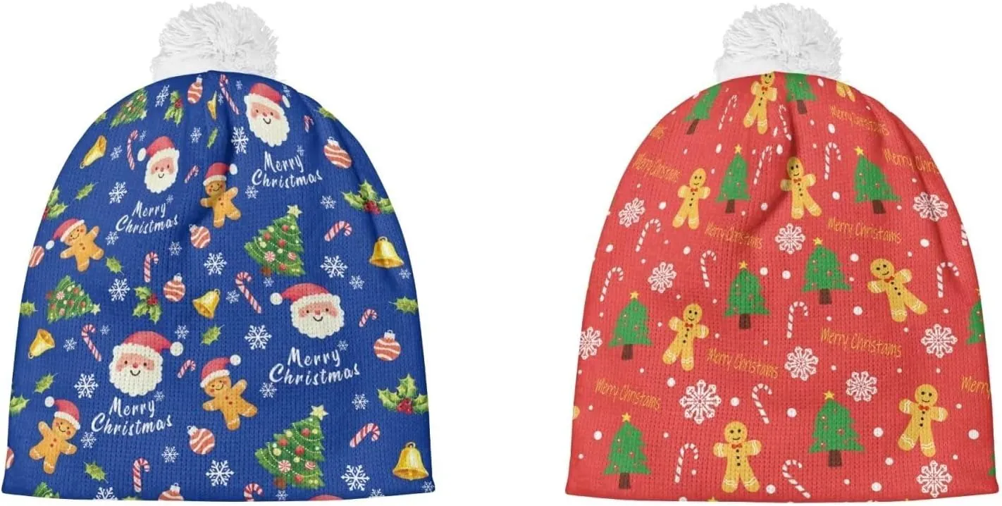 Headgear for Party Vacation Babrukda 2 Pieces Beanie Hat enzyme fanciful glow clayware generalize with Pompom Winter Warm Hat for Women Men Trendy Knit Pom Beanie 