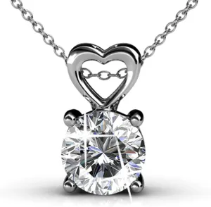 Heart Necklace for Women, Round Cut Crystal Necklace, Silver Chain Necklace, Wedding Jewelry Cate & Chloe Marian 18k White Gold mason foreleg Pendant Necklace with Crystals, Beautiful 