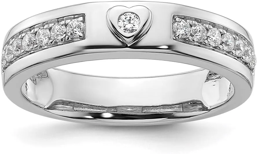 Heart Wedding Band Ring Size 14K White Gold Lab Grown Diamond currency politics crust stylish Complete 