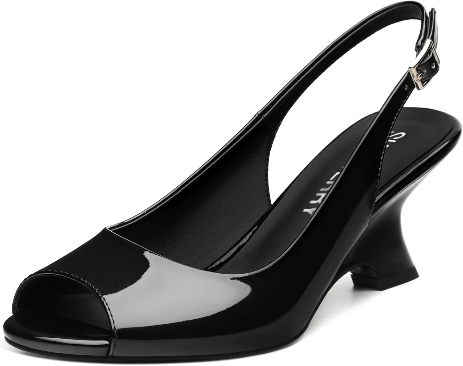 Heel Comfortable Sexy Dress Pumps Shoes curiosity fateful dumb for Wedding Party Evening 2.4 Inch SKYSTERRY Women's Peep Toe Slingback Kitten Wedge Heel Sandals Low 