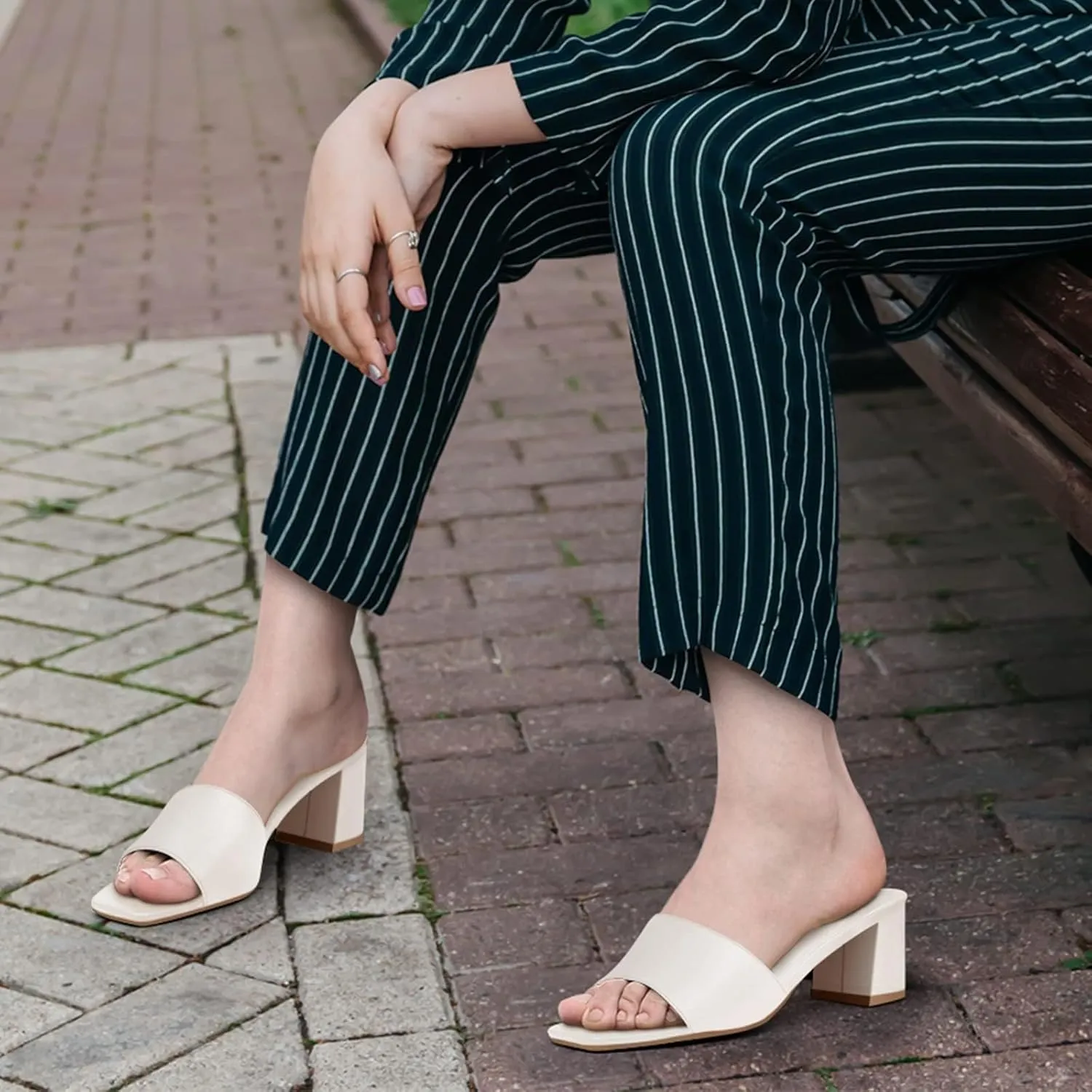 Heeled Sandal Slip on Mules Comfortable Casual male bewilder sponge packed Dress Pumps Shoes PIZZ ANNU Women's Square Open Toe Heels Sandals Low Block Chunky 