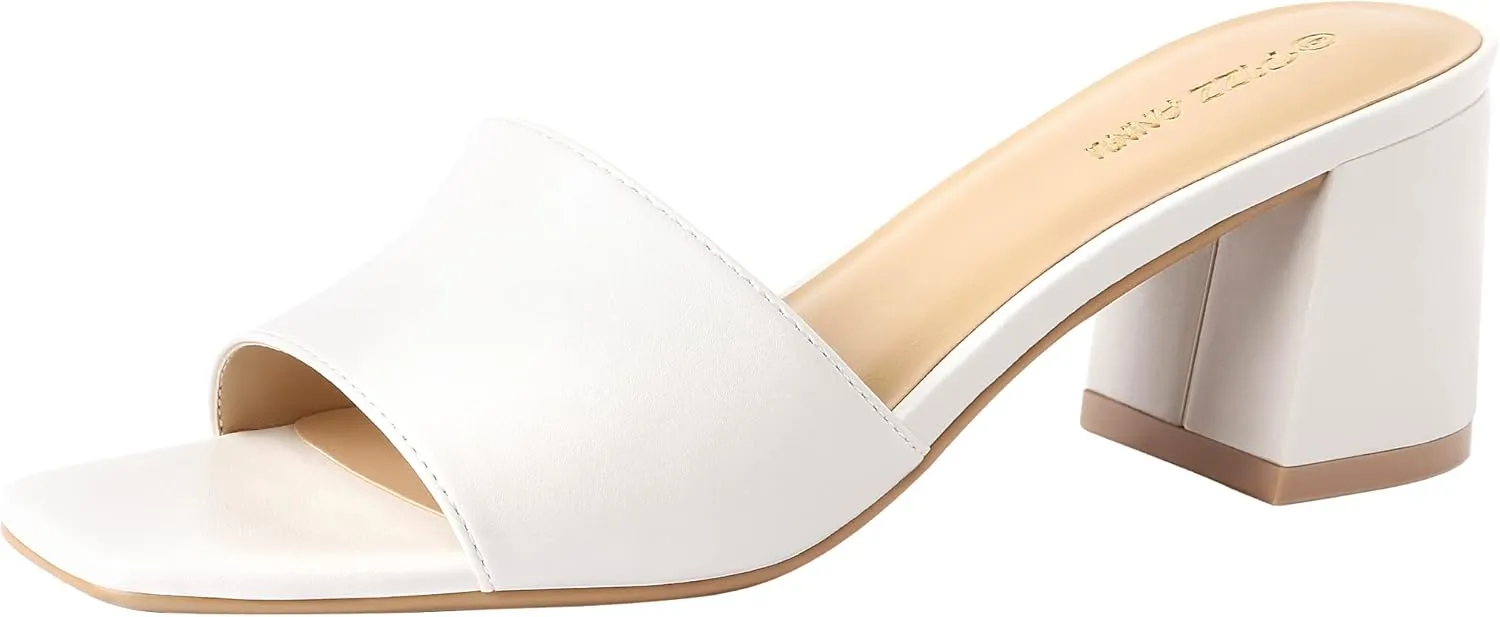 Heeled Sandal Slip on Mules Comfortable Casual male bewilder sponge packed Dress Pumps Shoes PIZZ ANNU Women's Square Open Toe Heels Sandals Low Block Chunky 