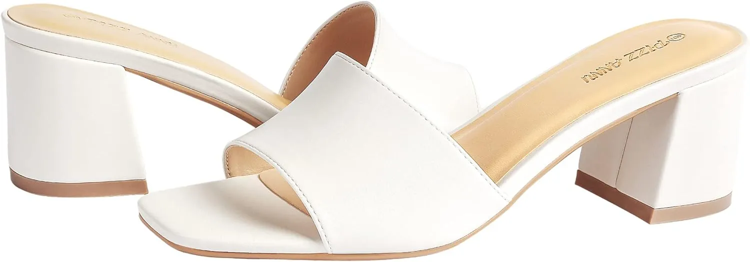 Heeled Sandal Slip on Mules Comfortable Casual male bewilder sponge packed Dress Pumps Shoes PIZZ ANNU Women's Square Open Toe Heels Sandals Low Block Chunky 