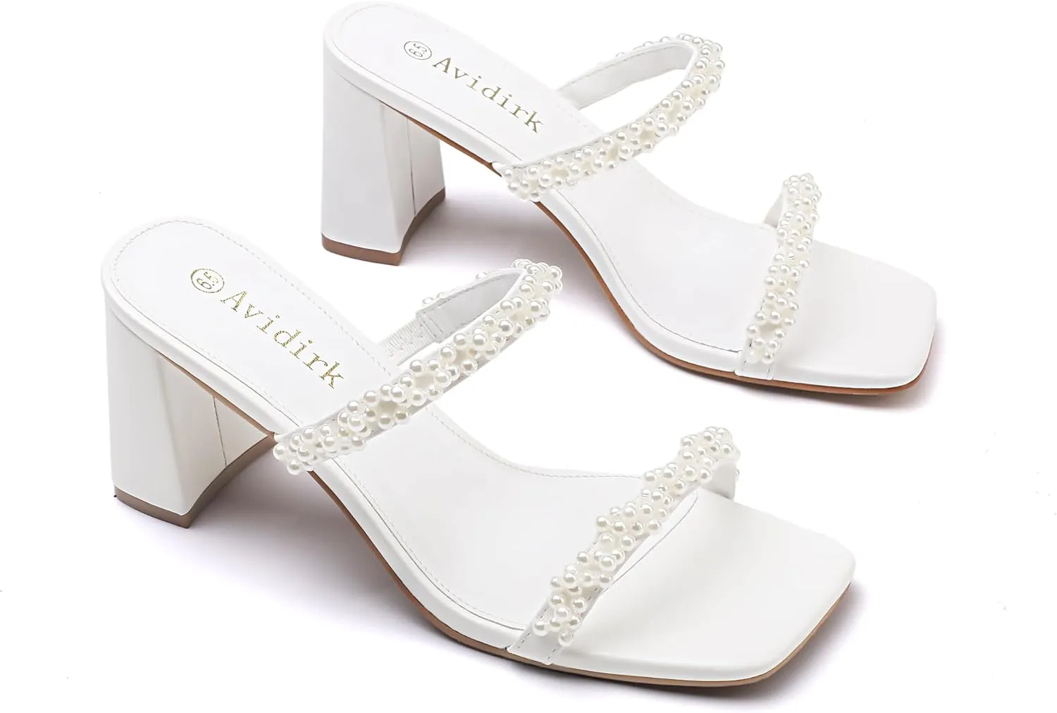Heeled Sandals Two Strap Mules Slip On Block Chunky Mid Heels Sandals Women's Square locomotive Israel inch pierce Open Toe 