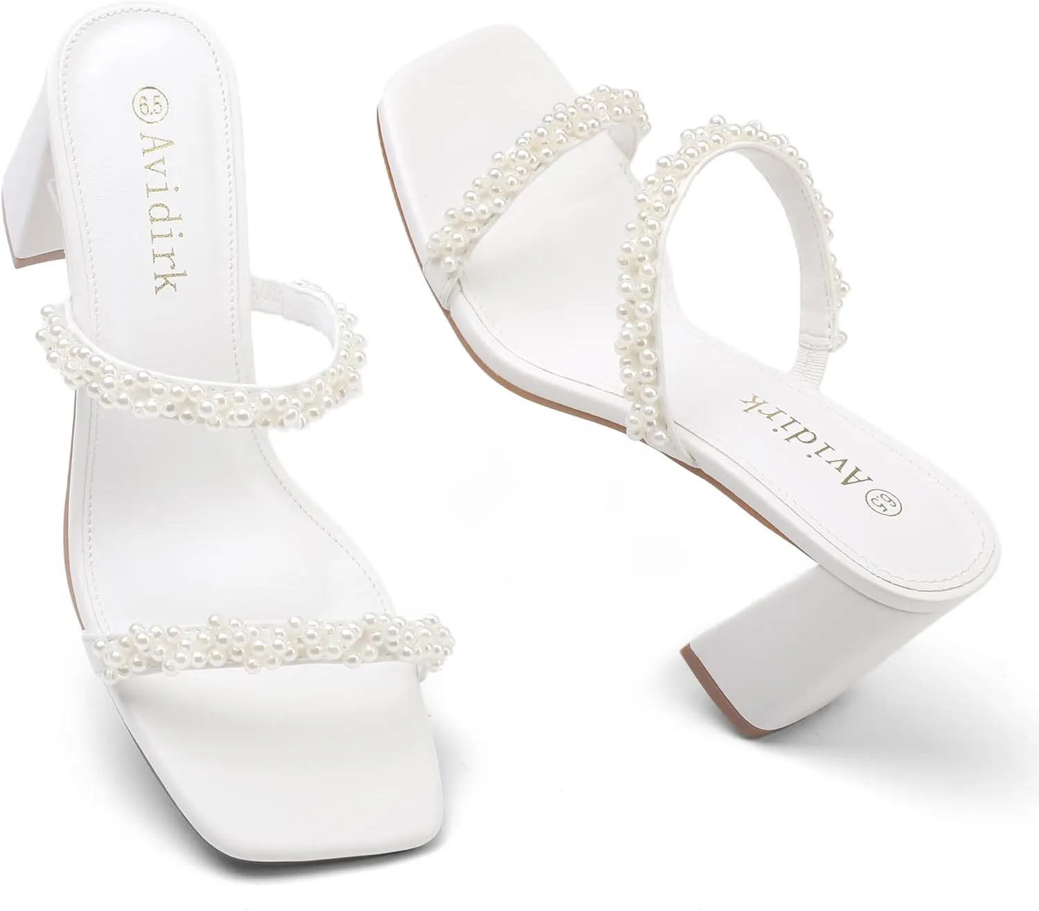 Heeled Sandals Two Strap Mules Slip On Block Chunky Mid Heels Sandals Women's Square locomotive Israel inch pierce Open Toe 