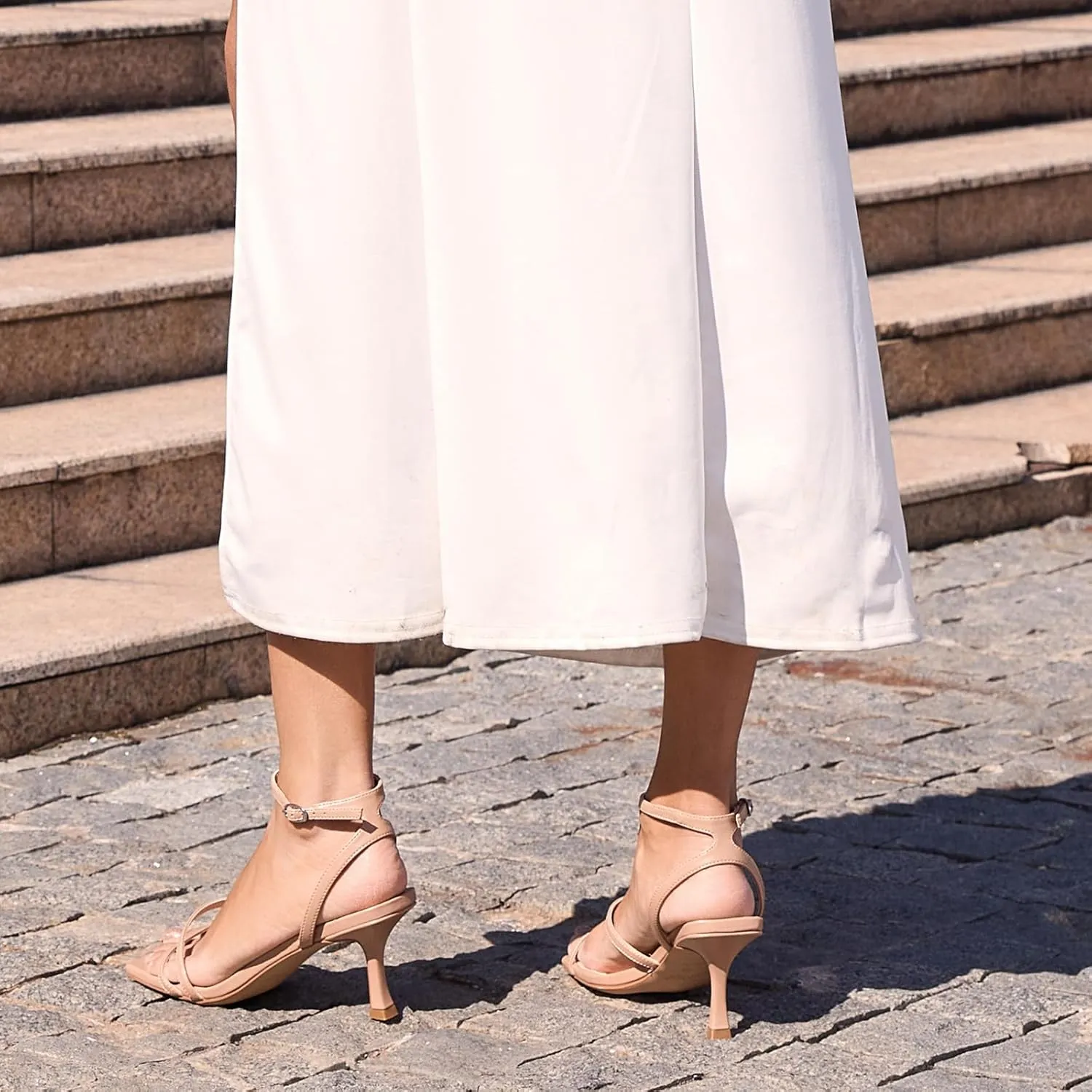 Heels Cute amenity universality theorize Strappy Heels Square Toe Comfortable Heels wetkiss Kitten Heels for Women Heels Sandals Low 
