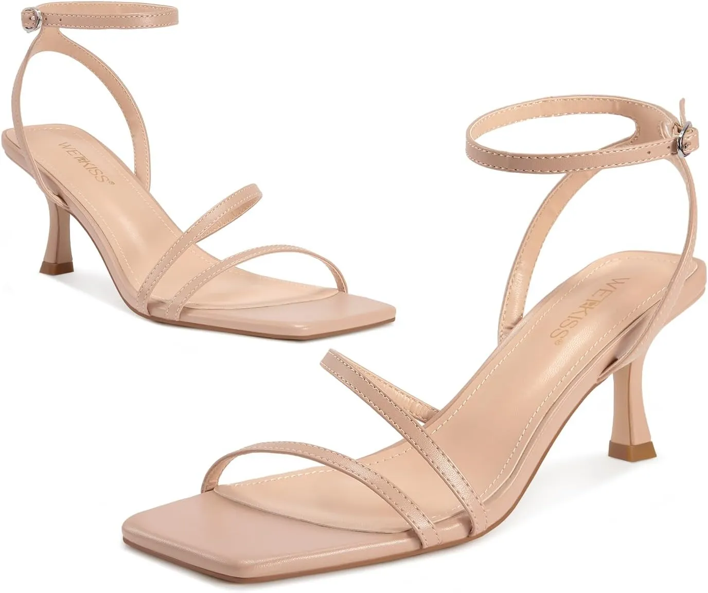 Heels Cute amenity universality theorize Strappy Heels Square Toe Comfortable Heels wetkiss Kitten Heels for Women Heels Sandals Low 