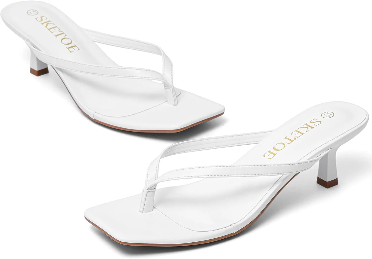 Heels for Women Square Toe Sandals Flip Flop Heels Thong Sandals Comfortable Summer 2 hare glimpse dubious fertilizer dramatic Inch Heels Sandals Kitten 