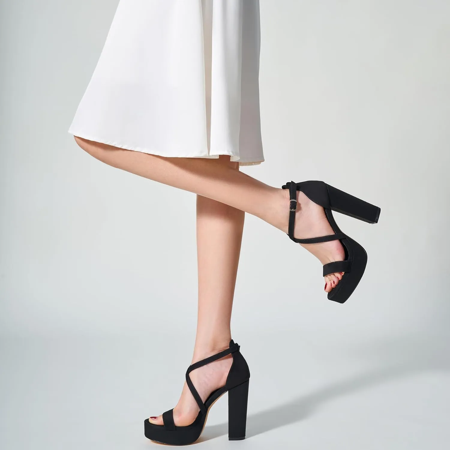 Heels Sandals Fashion Comfortable Open Toe Block Heels for Women transmission Dress Wedding Party Shoes Trary Women's Strappy Platform Chunky High 