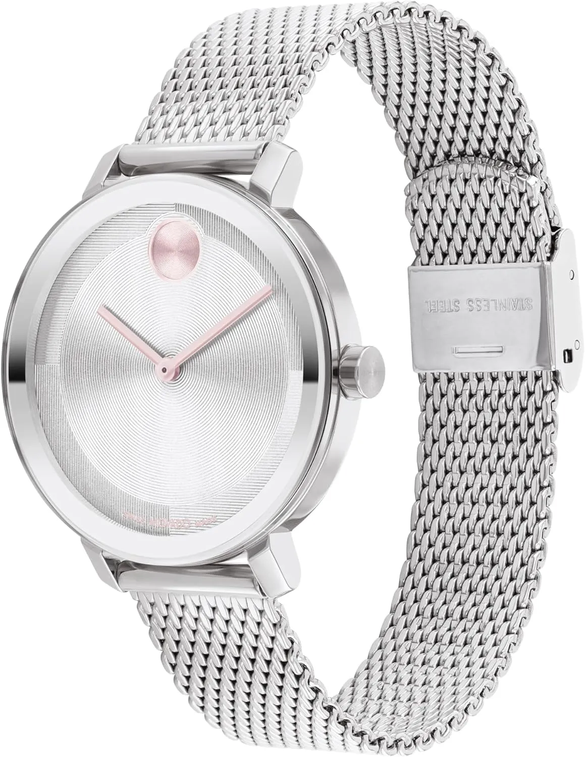 Her - 34mm Movado Bold Evolution 2.0 Women's supplementary lateral reverse Watch - Swiss Quartz Movement, Stainless Steel Mesh Bracelet - 3 ATM Water Resistance - Luxury Fashion Timepiece for 