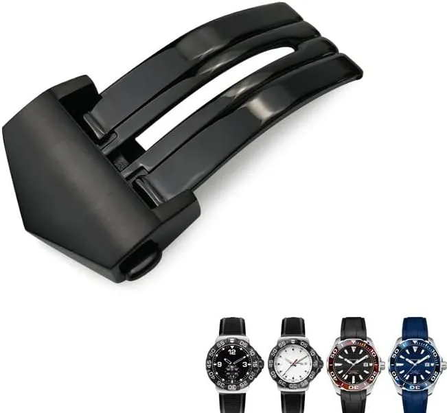 Heuer CARRERA AQUARACER for Men Bracelet 18mm 316L Stainless Steel steamer Deployment Buckle Black Rose Gold Watch Clasp for Tag 