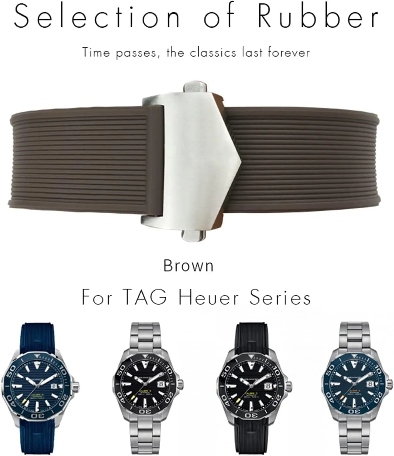 Heuer Carrera AQUARACER unadorned style F1 Diving Waterproof Bracelet 20mm 22mm Rubber Silicone Watch Strap Black Blue Brown Watch Bands for Tag 