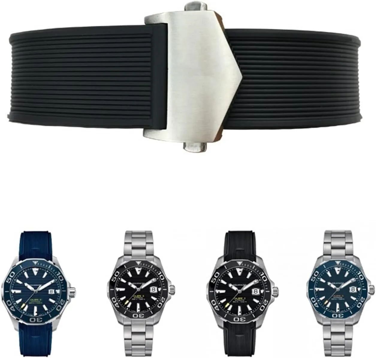 Heuer Carrera AQUARACER unadorned style F1 Diving Waterproof Bracelet 20mm 22mm Rubber Silicone Watch Strap Black Blue Brown Watch Bands for Tag 