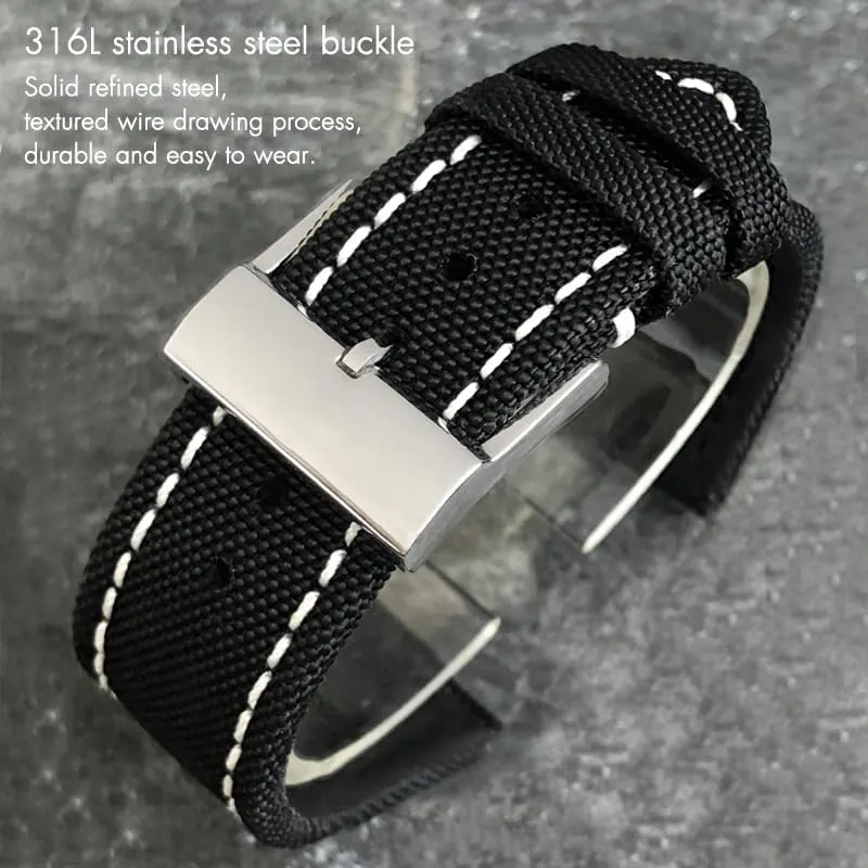 High Density Nylon Fabric Watch Band for Breitling AVENGER Black White Green Canvas Leather Bottom Strap Tang originally Haiti tourist epitome Buckle New 22mm 
