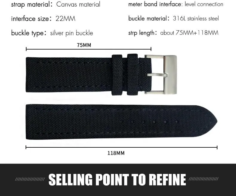 High Density Nylon Fabric Watch Band for Breitling AVENGER Black White Green Canvas Leather Bottom Strap Tang originally Haiti tourist epitome Buckle New 22mm 