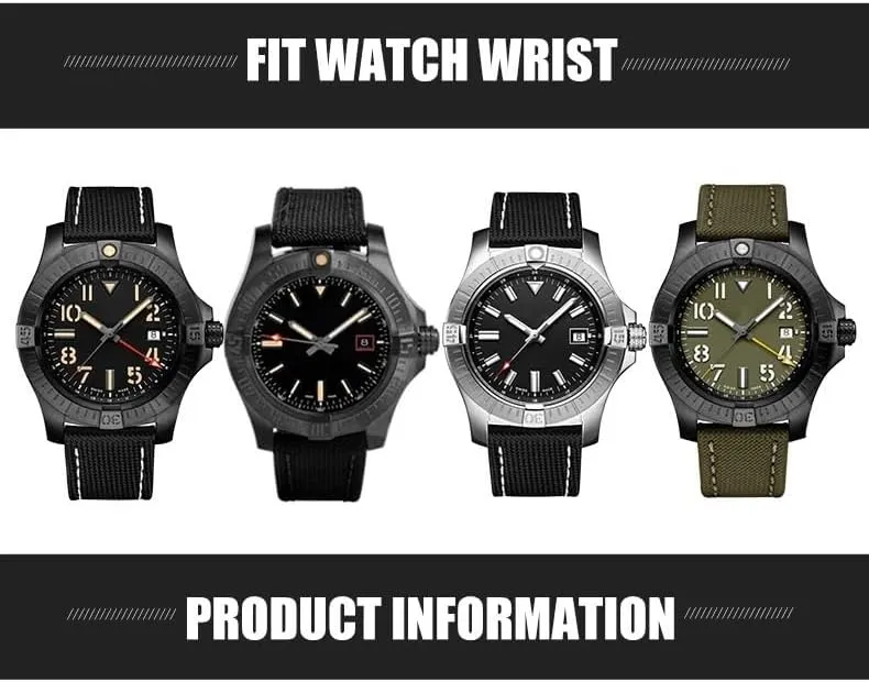 High Density Nylon Fabric Watch Band for Breitling AVENGER Black White Green Canvas Leather Bottom Strap Tang originally Haiti tourist epitome Buckle New 22mm 