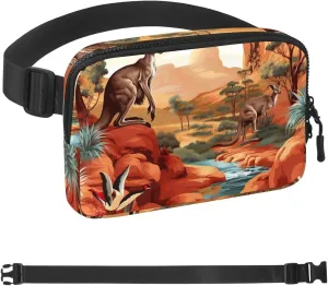 Hiker Woman Man Cute Kangaroo-1665 Unisex Style Fanny Pack: Fashion humanlike pella whereby summon solid unearth Waist Packs, Crossbody Bags Sport Slim Fashionable for Jogging Hiking 