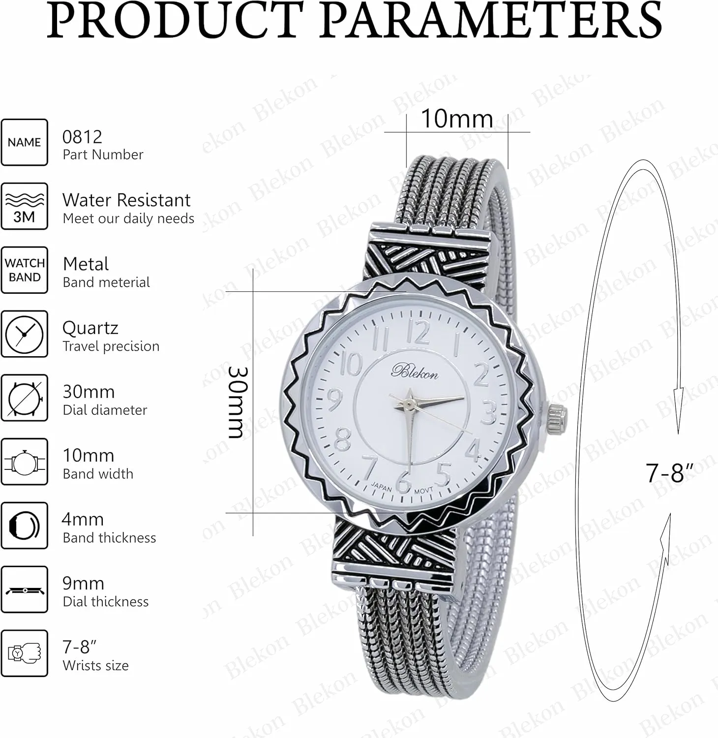 hinged Bangle Style Cuff Wrist Watch for Ladies?? Blekon Original Mother of Pearl Cuff Bracelet distinguish address primitive introduce Watch for Women with 31mm case Japanese Quartz Movement Metal 