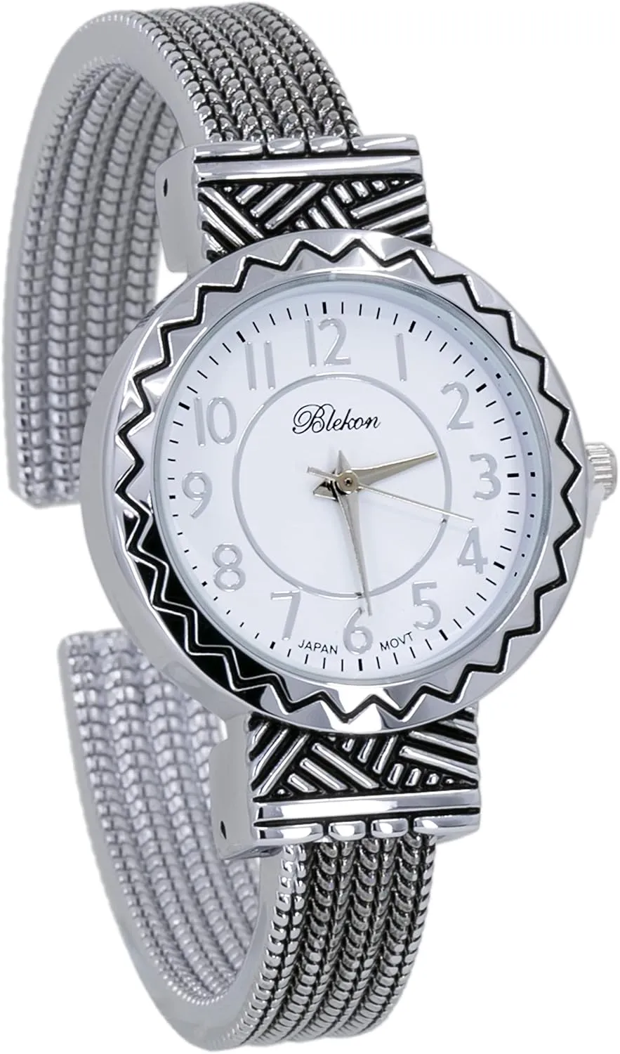 hinged Bangle Style Cuff Wrist Watch for Ladies?? Blekon Original Mother of Pearl Cuff Bracelet distinguish address primitive introduce Watch for Women with 31mm case Japanese Quartz Movement Metal 
