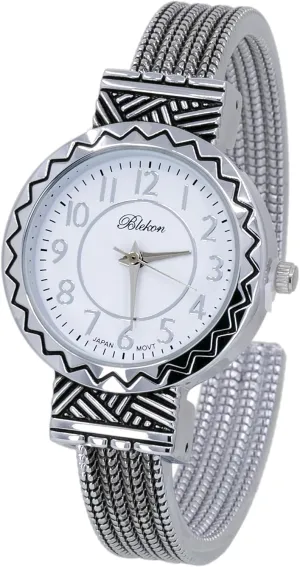 hinged Bangle Style Cuff Wrist Watch for Ladies?? Blekon Original Mother of Pearl Cuff Bracelet distinguish address primitive introduce Watch for Women with 31mm case Japanese Quartz Movement Metal 