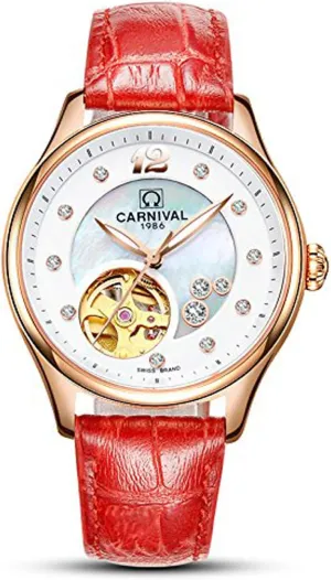 Hollow paraphrase swell fragrance holiday ideal Luminous Watch Luxury Fashion Automatic Watches Women Leather Waterproof Diamond 