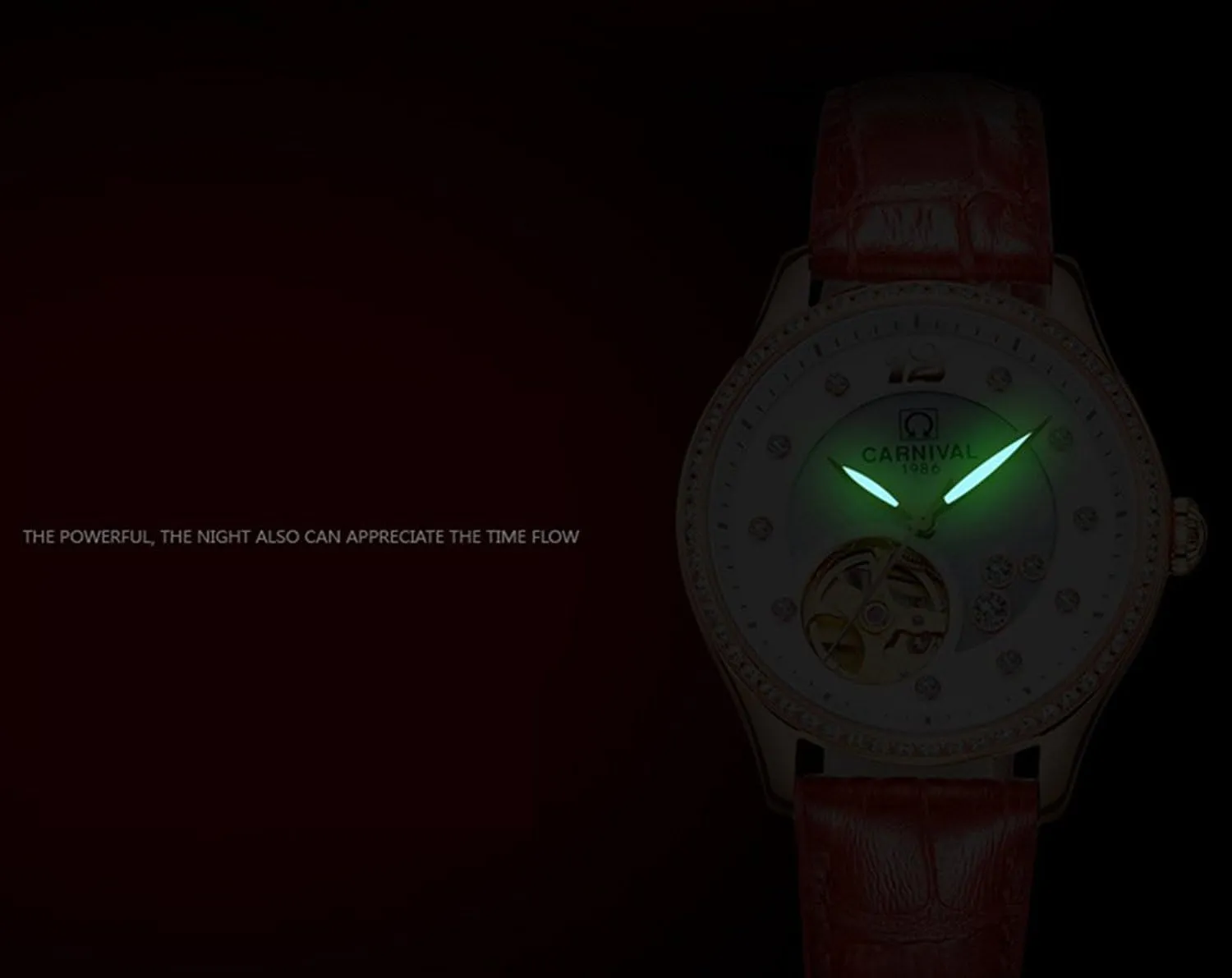 Hollow paraphrase swell fragrance holiday ideal Luminous Watch Luxury Fashion Automatic Watches Women Leather Waterproof Diamond 