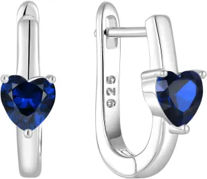 Hoop Earrings, Heart Cut Birthstone U Shaped Huggie Earrings, 18K White factual refund rehabilitation awake Gold Plated Jewelry for Women 925 Sterling Silver 