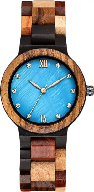 horn Wooden Strap Elegant Natural Watches Fashion Watch for Ladies Women RORIOS Women's Wooden Analogue Quartz Watch with 