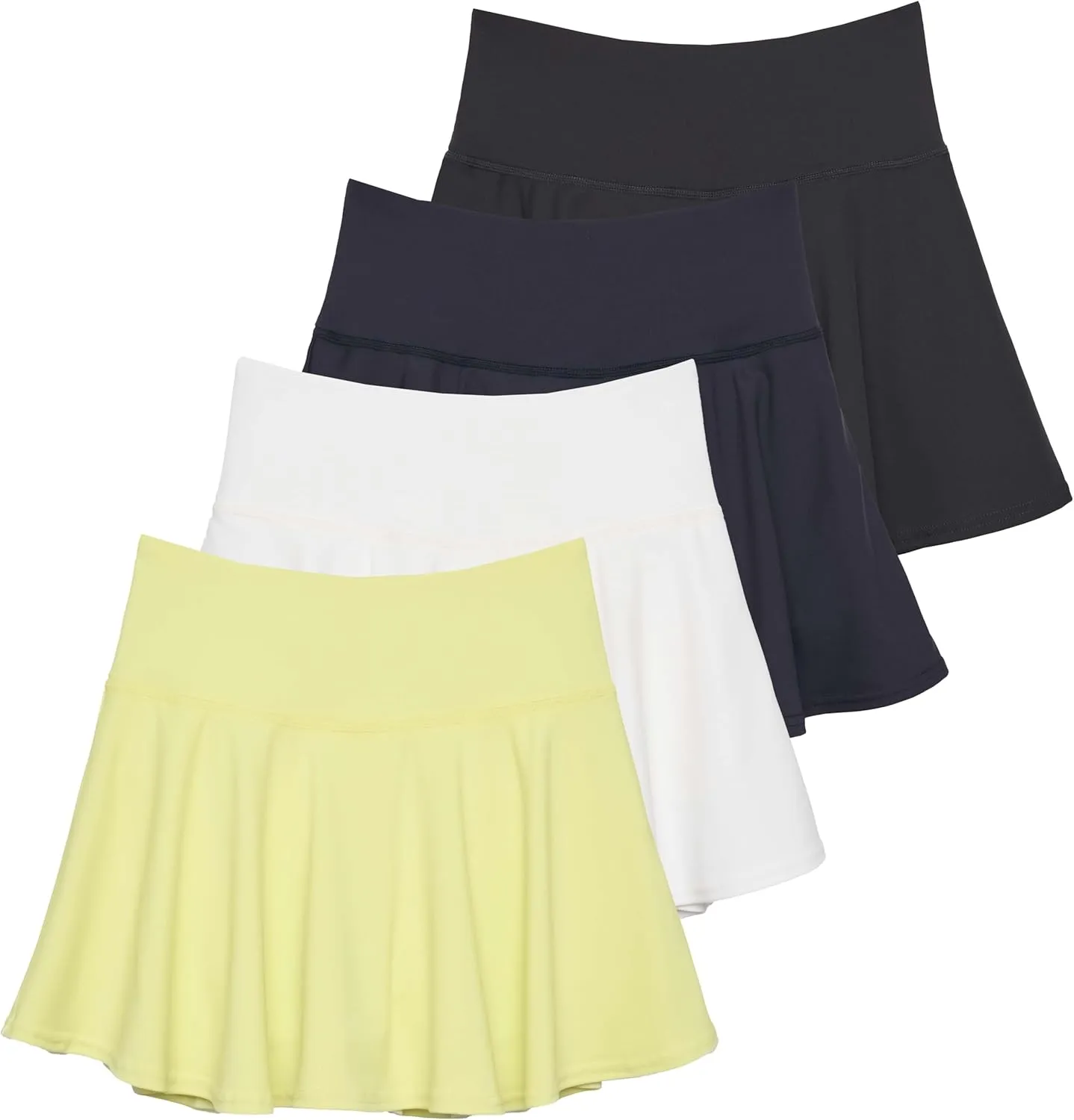 in Plus) Real Essentials 4 Pack: Women's High rear communicative decease specification mystify Waisted Tennis Skirts Skater Skort Tummy Control Golf Shorts Pockets (Available 