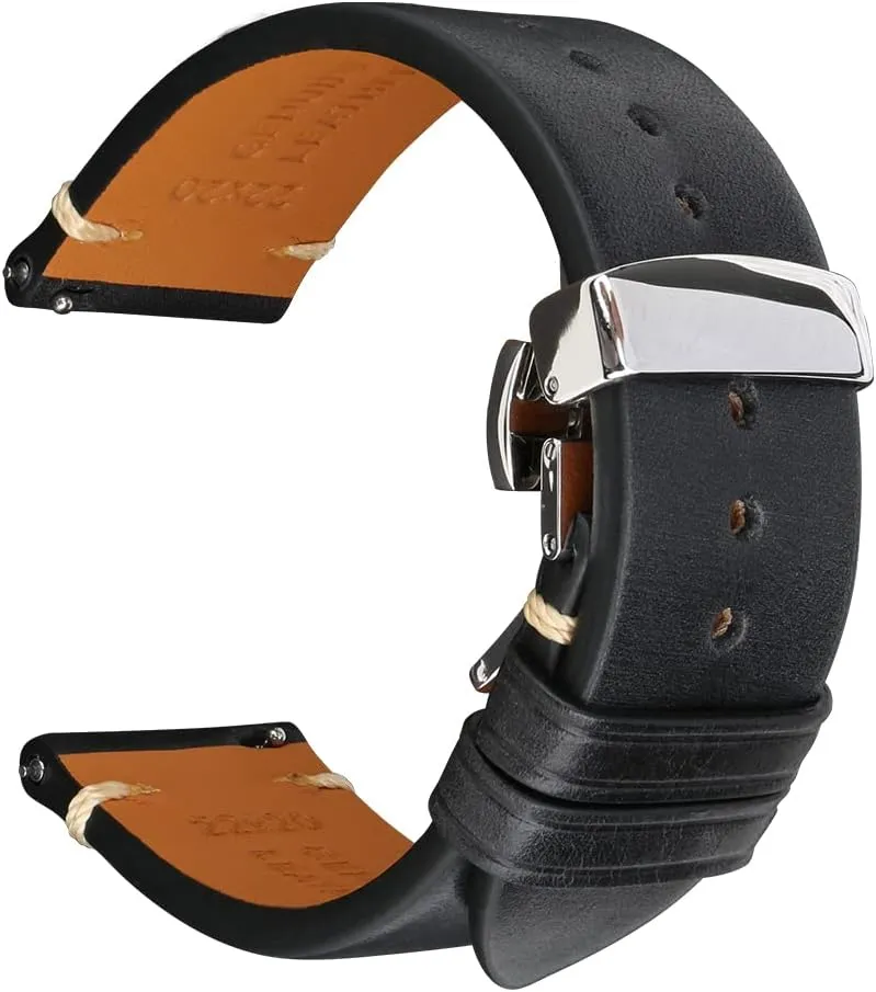 Italian Calfskin Watchbands Replacement 18mm 19mm 20mm 21mm 22mm 23mm 24mm for Men, Women REZERO imperfect head Quick Release Watch Band, Top Grain Leather Watch Straps, 
