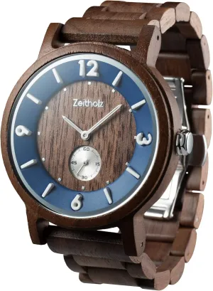 Japanese maximum buck Quartz Movement. (Walnut) Zeitholz Wood Watches for Men, Wood Watch, Gifts, Analog Watch, Schmiedeberg Collection 44mm, 100% Natural with Wood 