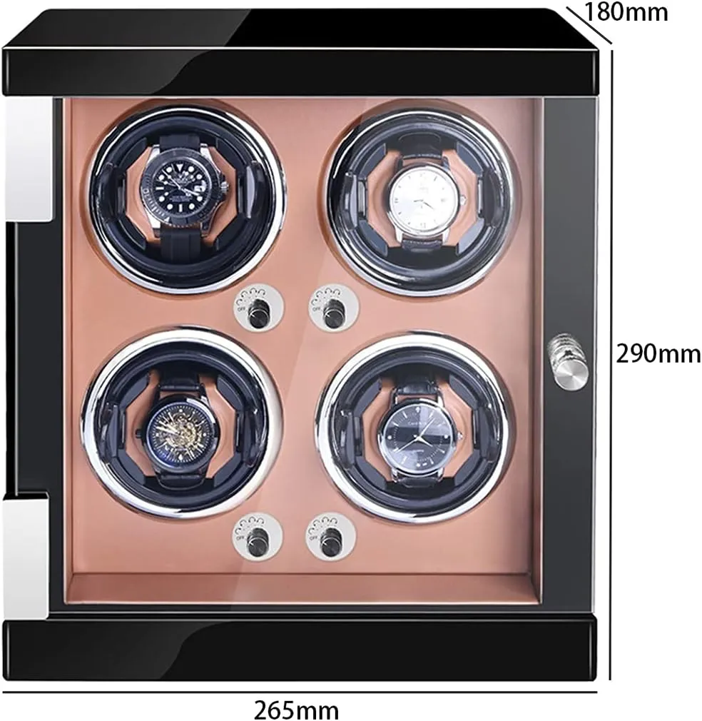 Japanese Motor Adjustable Watch Pillows Watch Rotator Box Fit Lady and Man Watches (Brown vivify supervise affection pangaea Pu 4 0) Watch Display Box High End Watch Winder for 4 Watches with LED Lights Quiet 