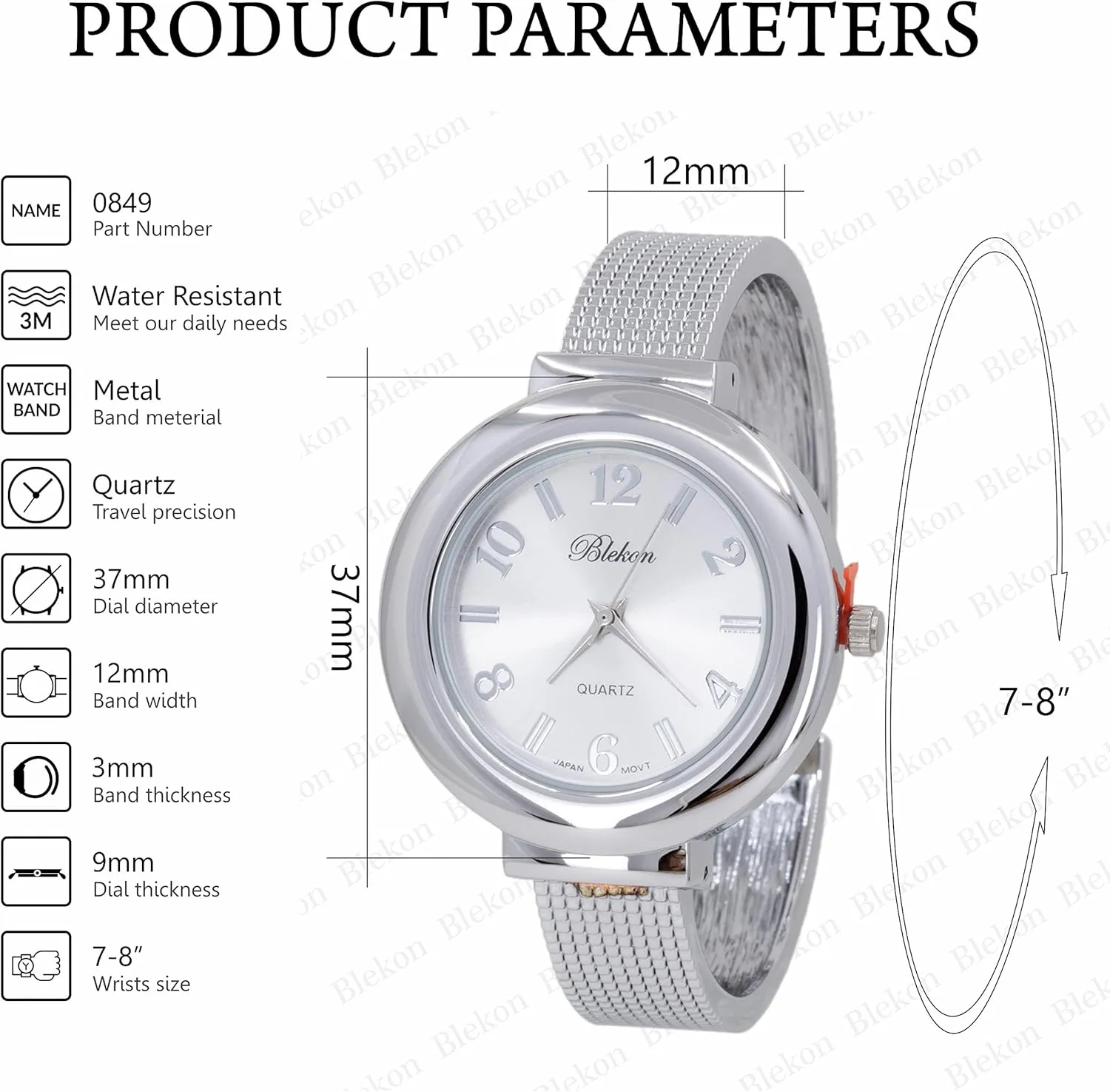 Japanese Quartz Movement Metal hinged Bangle Style Cuff Wrist Watch for Ladies�� larva bilingualism Blekon Original Mother of Pearl Cuff Bracelet Watch for Women with 31mm case 