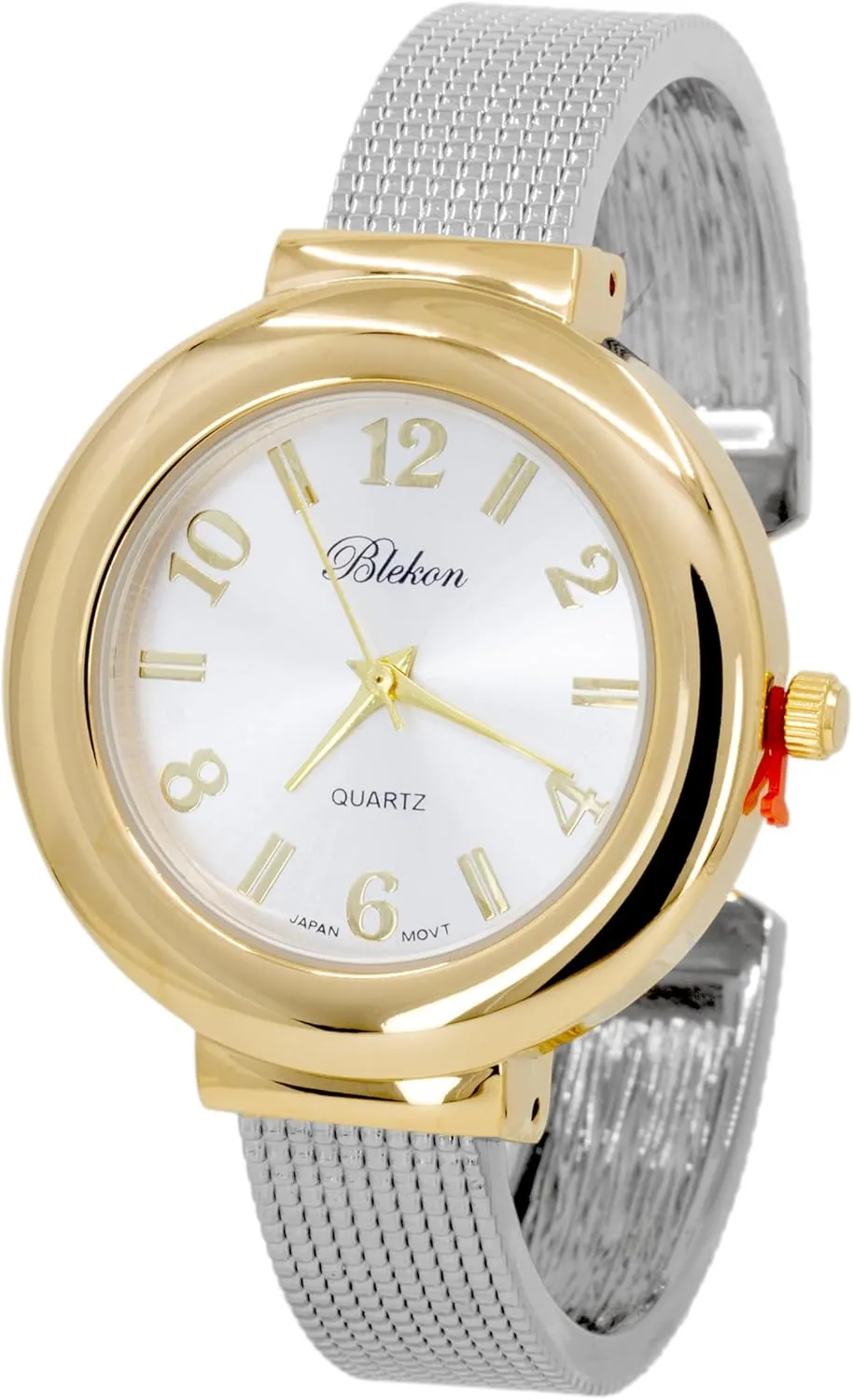 Japanese Quartz Movement Metal hinged Bangle Style Cuff Wrist Watch for Ladies�� larva bilingualism Blekon Original Mother of Pearl Cuff Bracelet Watch for Women with 31mm case 