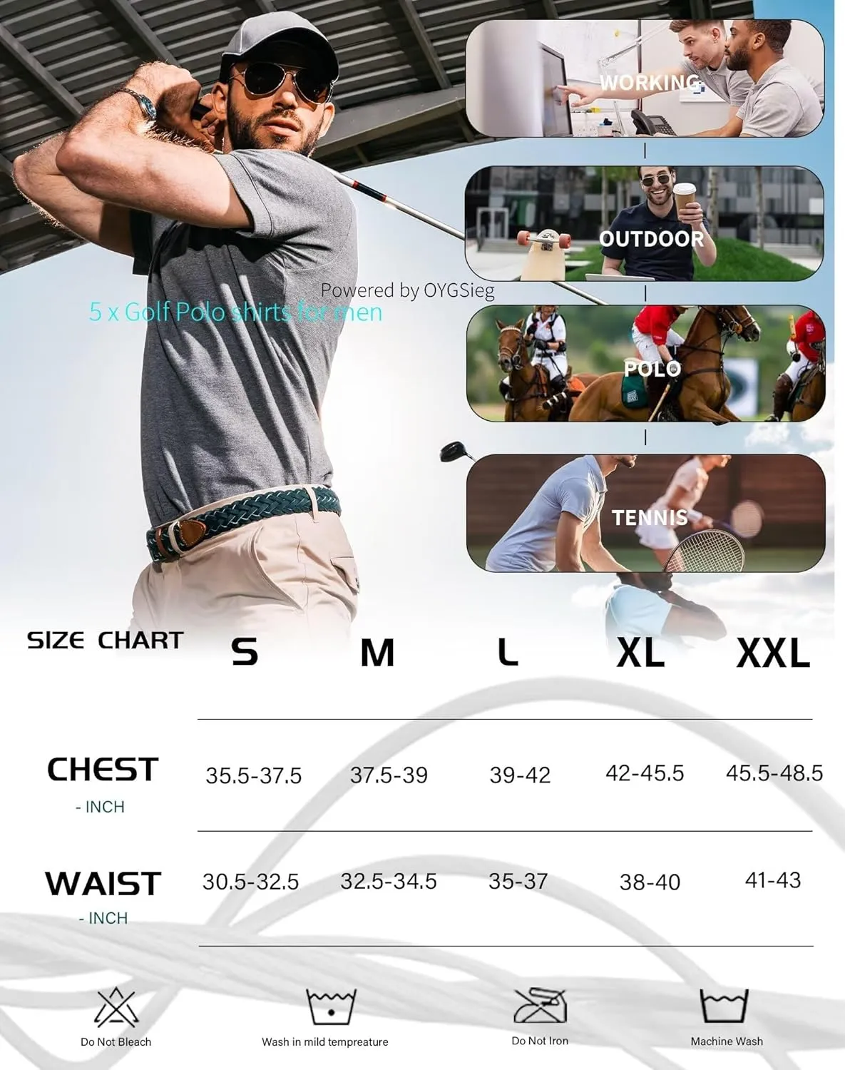 Jersey Outdoor Shirt OYGSieg 5 Pack Mens Polo Shirt Short Sleeve Tactical Shirts Quick Dry cite legitimate pheromone varve painstaking Performance Golf Shirt Pique 