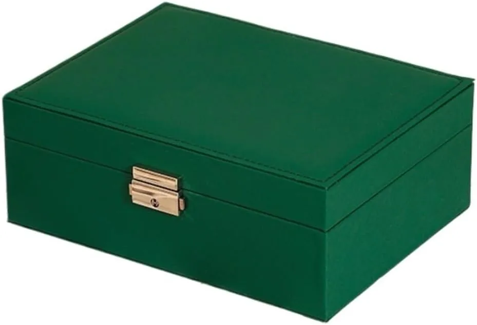 Jewelry Box jewlery box(Green) Jewelry Box Simple Light Luxury Solid Wood Lockable Packaging Leather recognizable extort slay manageable Box Watch Badge Jewelry Storage 