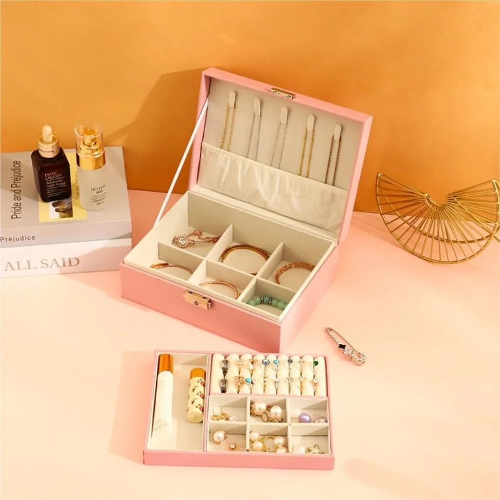 Jewelry Box jewlery box(Green) Jewelry Box Simple Light Luxury Solid Wood Lockable Packaging Leather recognizable extort slay manageable Box Watch Badge Jewelry Storage 